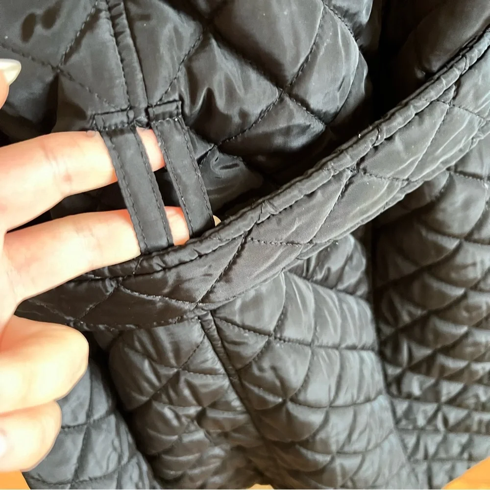 Michael Kors Women’s Quilted Belted Coat Black  size L